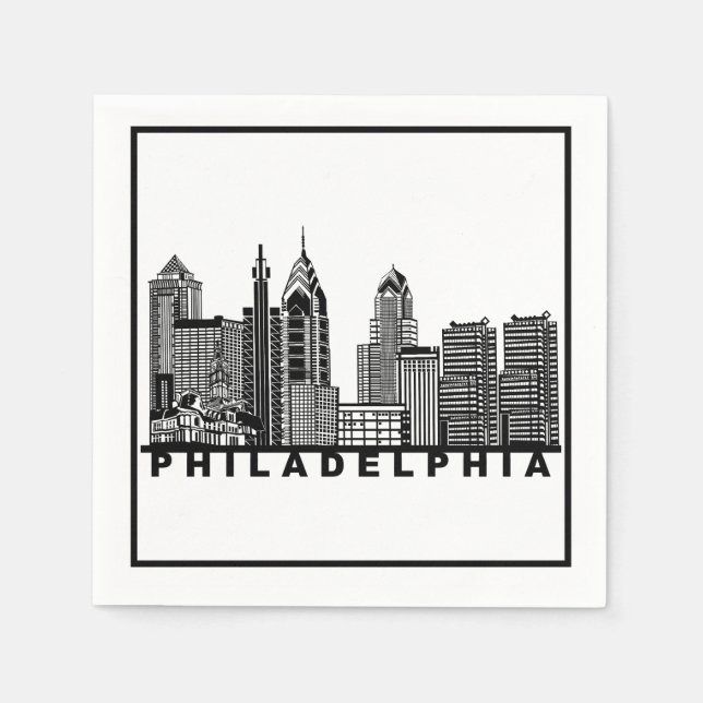 Guardanapo De Papel Philadelphia Skyline Silhouette  (Frente)