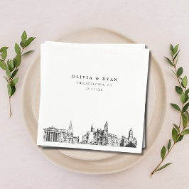 Guardanapo De Papel Philadelphia Skyline Weding Papel Cocktail Napkin