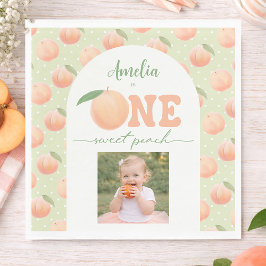 Guardanapo De Papel Photo First Birthday Party One Sweet Peach Party
