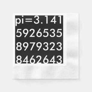 Guardanapo De Papel pi Digits Math Love pi= 3.14159 pi Day black white