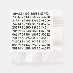 Guardanapo De Papel pi Digits Math Love pi= 3.14159 pi Dia preto