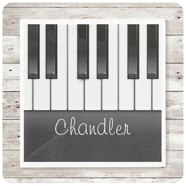 Guardanapo De Papel Pianista de NOME Personalizado Chaves de Música (Criador carregado)
