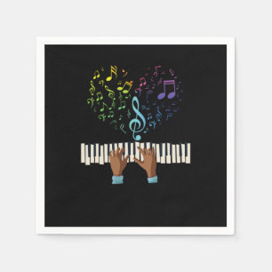 Guardanapo De Papel Piano Heart Music Notes Treble Clef Piano Keyboard