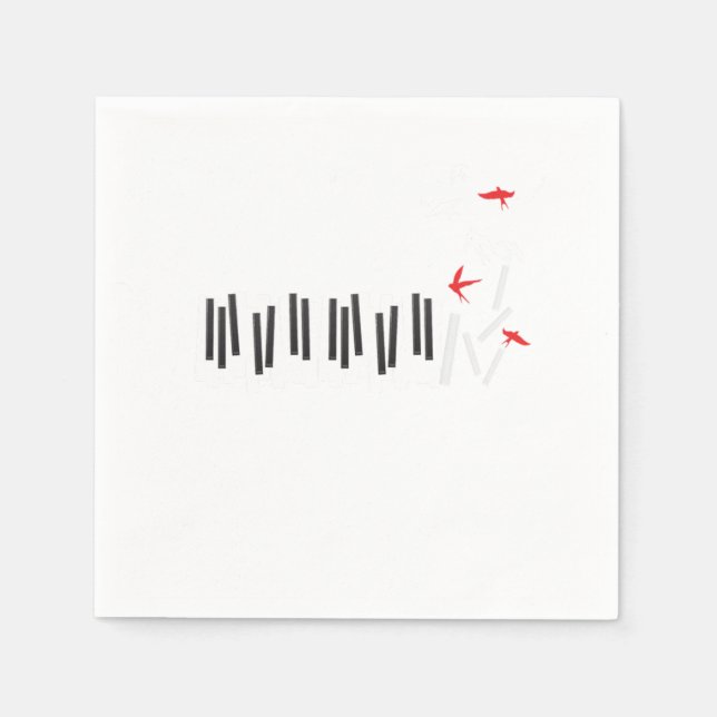 Guardanapo De Papel Piano Keys Birds Pianista Musical Notes Gift (Frente)