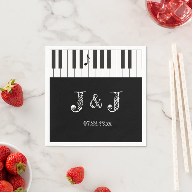 Guardanapo De Papel Piano Keys, músicos criativos, papel de casamento (Insitu)