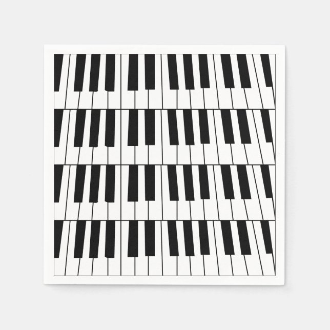 Guardanapo De Papel Piano Negro e Branco Chaves de Pianista Pianista (Frente)