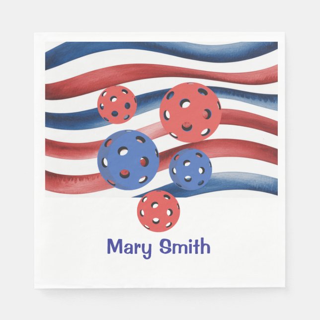 Guardanapo De Papel Pickleball  American themed for 4th July  (Frente)