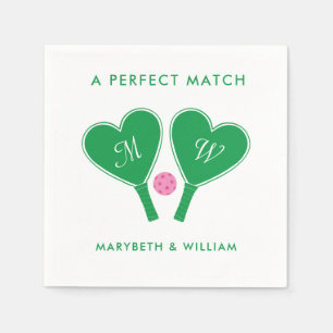 Guardanapo De Papel Pickleball de Casamento Rosa e Verde
