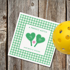 Guardanapo De Papel Pickleball de Casamento Rosa e Verde