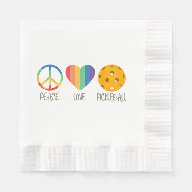Guardanapo De Papel Pickleball de Paz e Amor (Frente)