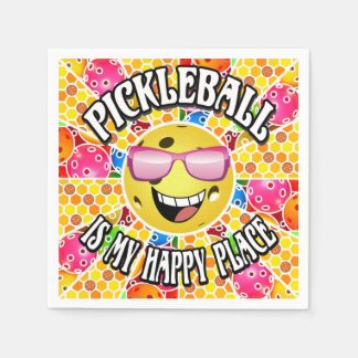 Guardanapo De Papel Pickleball é o meu lugar feliz - Gráfico Colorido