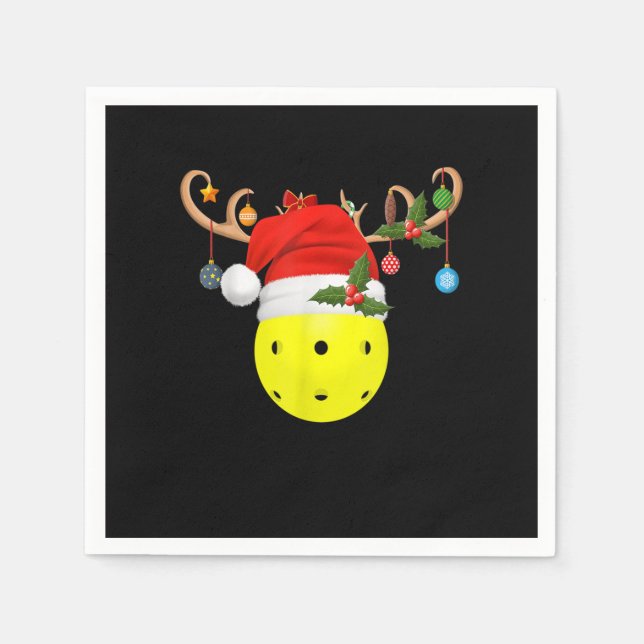 Guardanapo De Papel Pickleball Xmas Gift Reindeer Santa Hat (Frente)