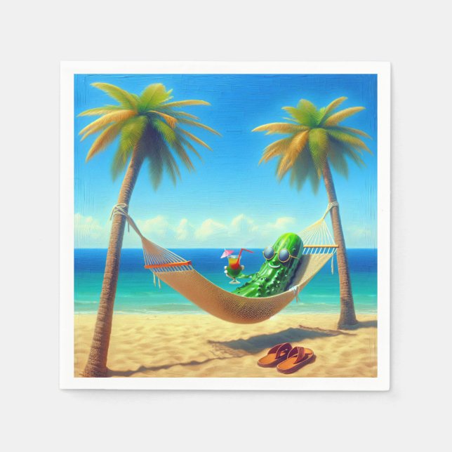 Guardanapo De Papel Pickles com coquetel em um Hammock (Frente)