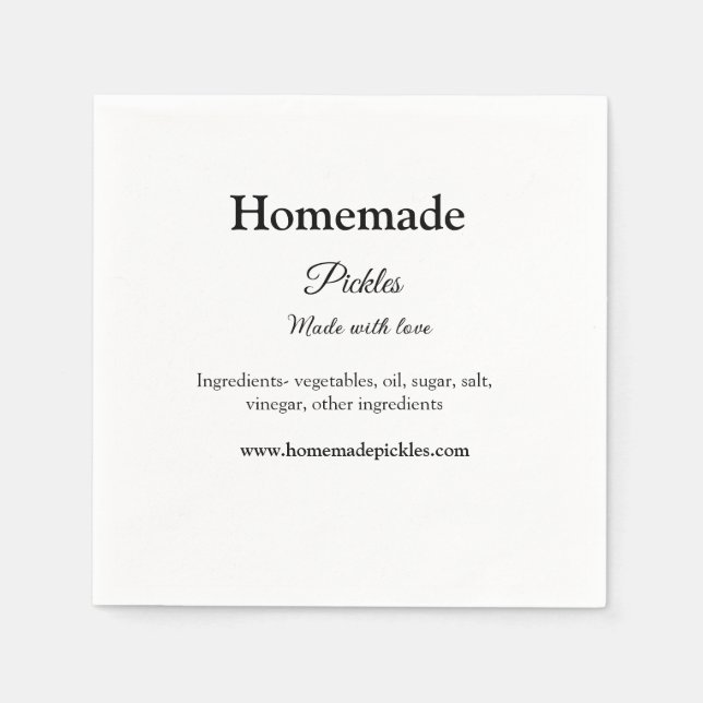 Guardanapo De Papel Picles feitos em casa com amor adicionar texto sit (Frente)