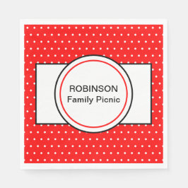 Guardanapo De Papel Picnic da família Red White Bolinhas