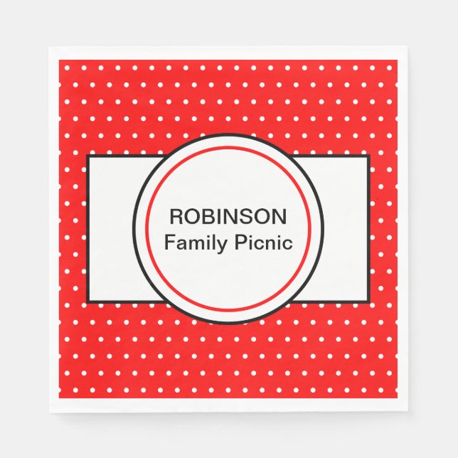 Guardanapo De Papel Picnic da família Red White Bolinhas (Frente)