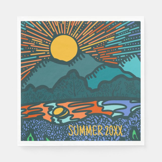 Guardanapo De Papel Picnic de acampamento personalizado do pôr do sol  (Frente)