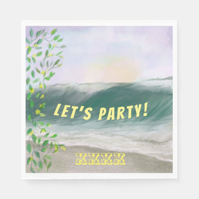 Guardanapo De Papel Picnic de aniversário de praia simples (Frente)