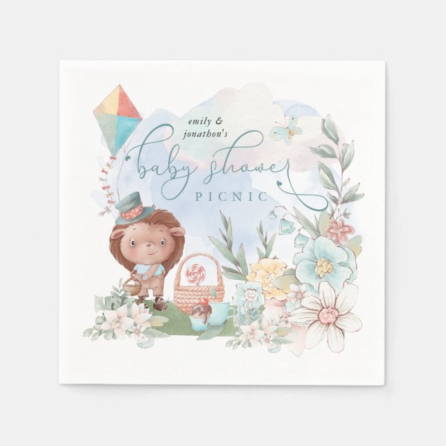 Guardanapo De Papel Picnic de Chá de fraldas Floral Nature Boy de Hedg (Frente)