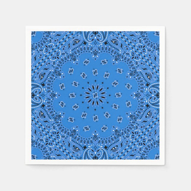 Guardanapo De Papel Picnic de CHURRASCO Denim Blue Paisley Bandana Sca (Frente)