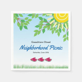 Guardanapo De Papel Picnic de vizinhança com melancia e sol