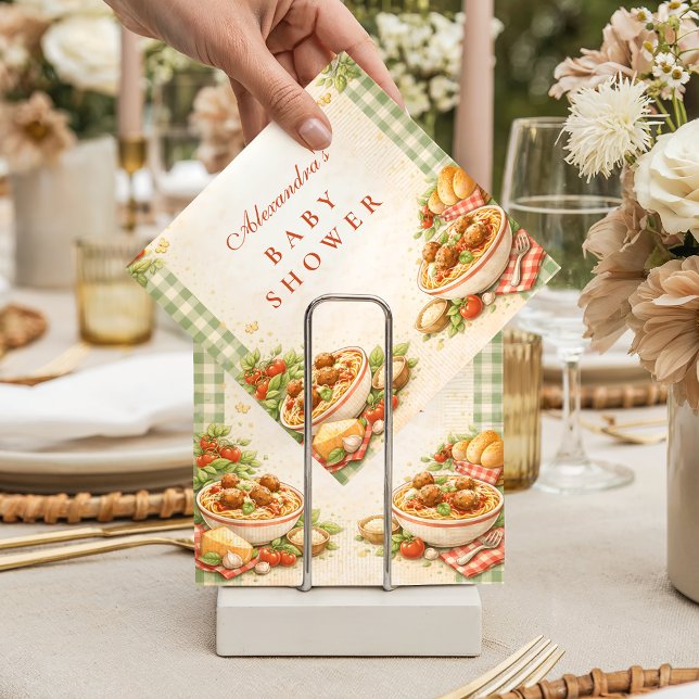 Guardanapo De Papel Picnic Green Gingham Little Meatball Baby Shower (Criador carregado)