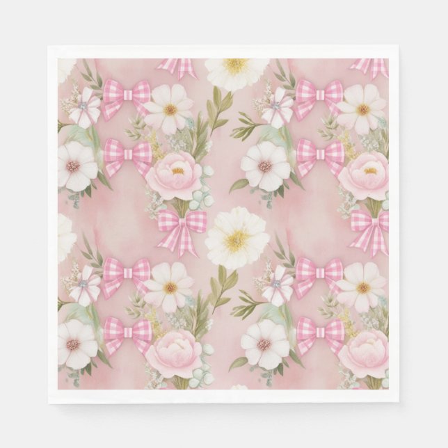 Guardanapo De Papel Picnic Plates - Flores e Arcos Gingham (Frente)