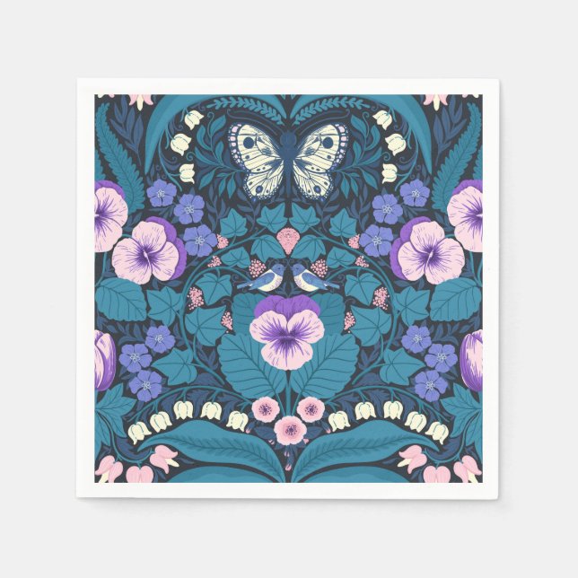 Guardanapo De Papel Picos, aves e borboletas (Frente)