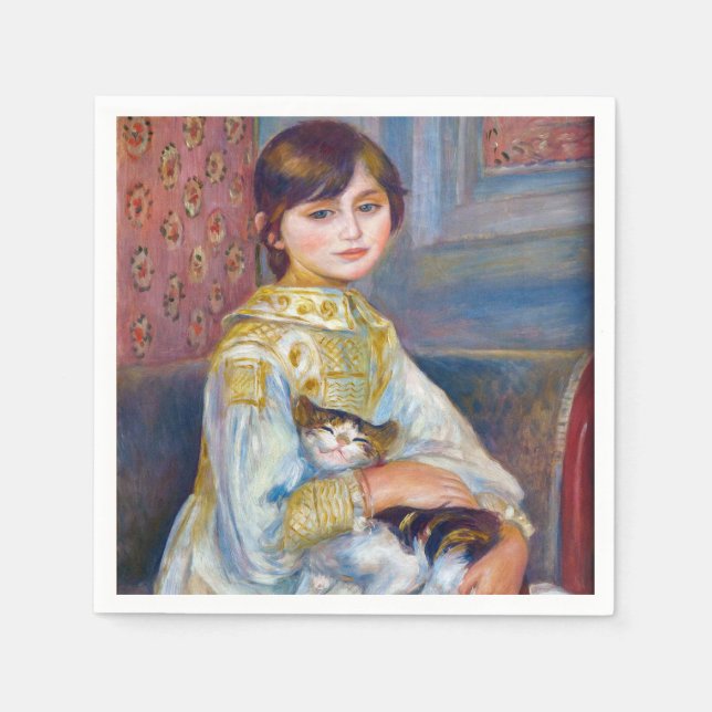 Guardanapo De Papel Pierre-Auguste Renoir - Criança com Gato (Frente)