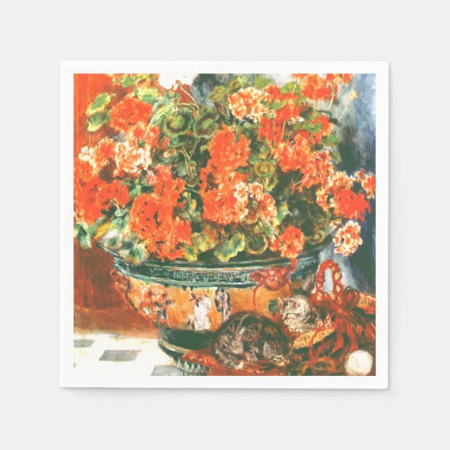 Guardanapo De Papel Pierre-Auguste Renoir Geraniums E Cats (Frente)
