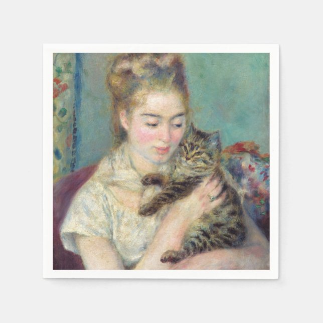 Guardanapo De Papel Pierre-Auguste Renoir - Mulher com gato (Frente)