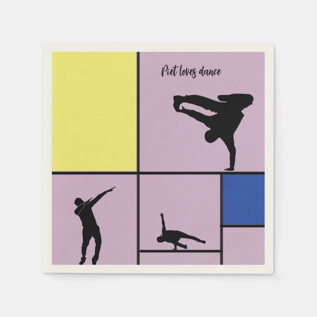 Guardanapo De Papel Piet Loves Dance Mondrian Street Hiphop Style (Frente)