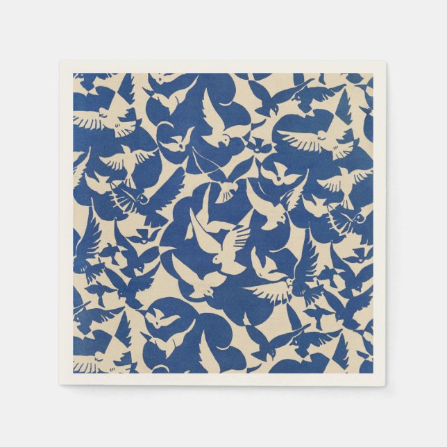 Guardanapo De Papel Pigeons in white and blue Rijksmuseum Amsterdam (Frente)