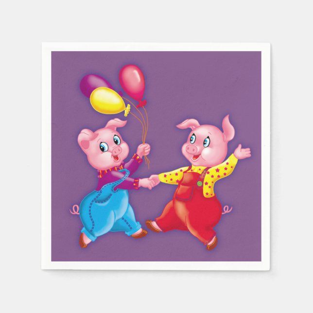 Guardanapo De Papel piglet rosa alegre (Frente)