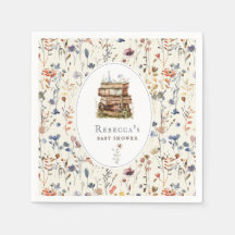 Pilha de livros chá de fraldas aquarela, flor silv