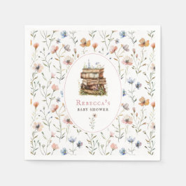 Guardanapo De Papel Pilha de livros chá de fraldas aquarela, flor silv