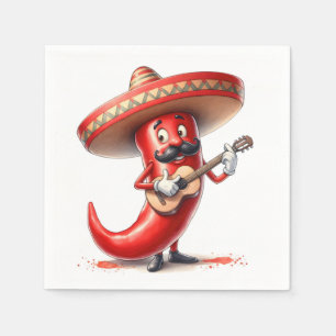 Guardanapo De Papel Pimenta Vermelha Mexicana Com Violão