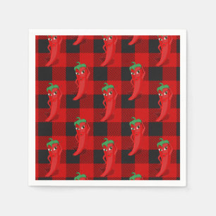 Guardanapo De Papel Pimento Chili Buffalo - Padrão de Xadrez Preto e V