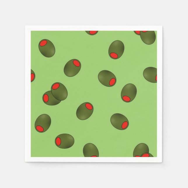 Guardanapo De Papel Pimento Olives sobre Sage Paper Napkins (Frente)