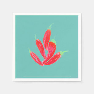 Guardanapo De Papel Pimentões Aquarela Vermelho Chili Habanero