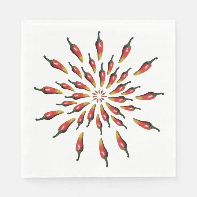 Guardanapo De Papel Pimentos Chili Mandala Padrão (Frente)