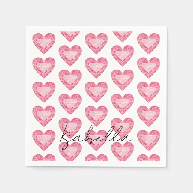 Guardanapo De Papel Pin Diamond Heart Gem NAME Glam Love (Frente)