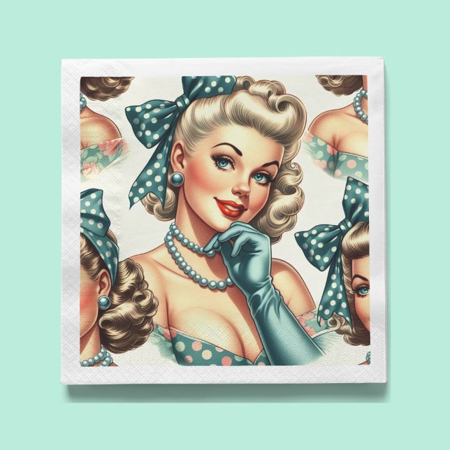 Guardanapo De Papel Pin-up Clássico Fofo Retrô (Criador carregado)