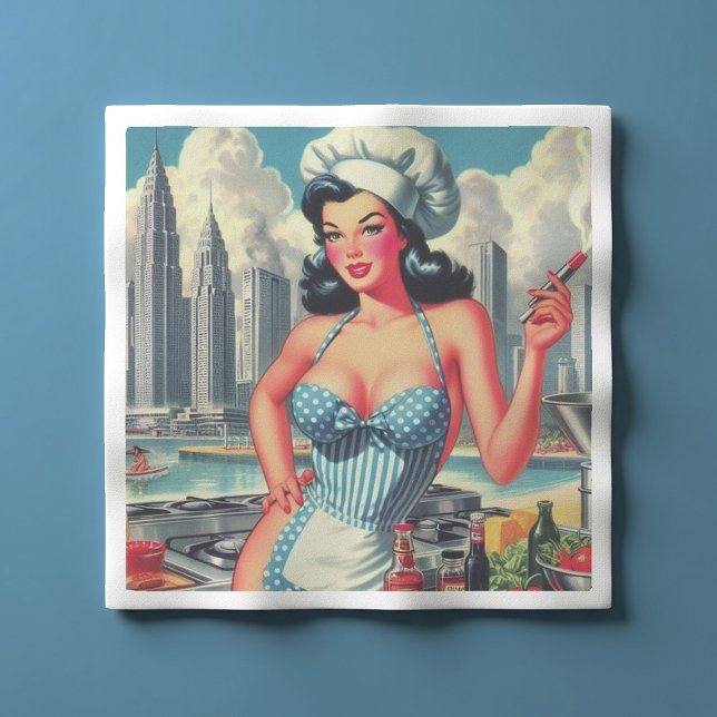 Guardanapo De Papel Pin-up do Chef Vintage (Criador carregado)