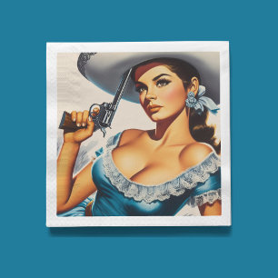 Guardanapo De Papel Pin-up Retro do Velho Oeste