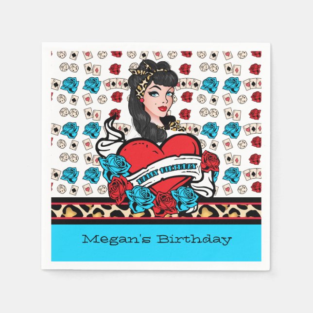 Guardanapo De Papel Pin-up, Rock-A-Billy (Frente)