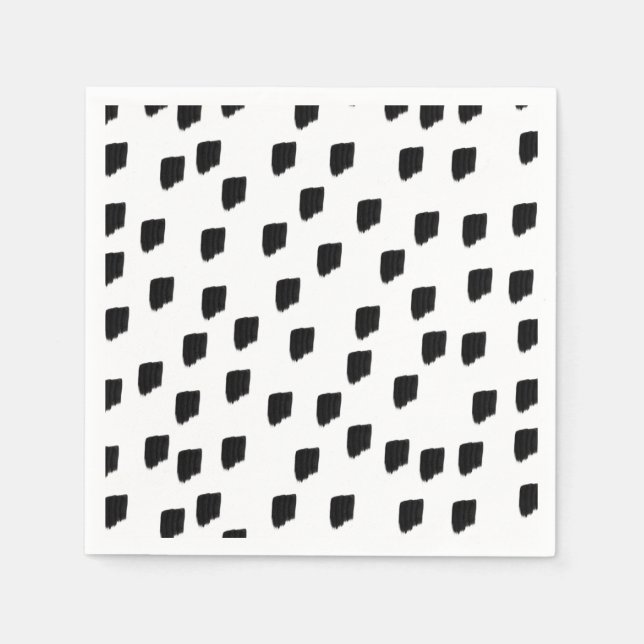 Guardanapo De Papel Pincel de Cores d'Água Pretas e Brancas (Frente)