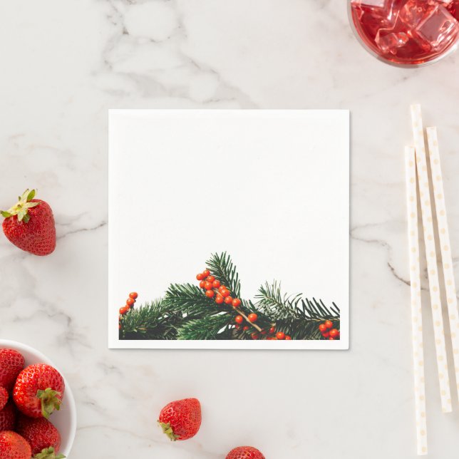 Guardanapo De Papel Pine Branch com Berries Greens (Insitu)