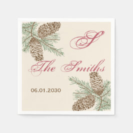 Guardanapo De Papel Pine Cone Nature sobre Casamento de Creme Napkin