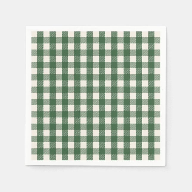 Guardanapo De Papel Pine Needle Lane - Pine Green Gingham Pattern (Frente)